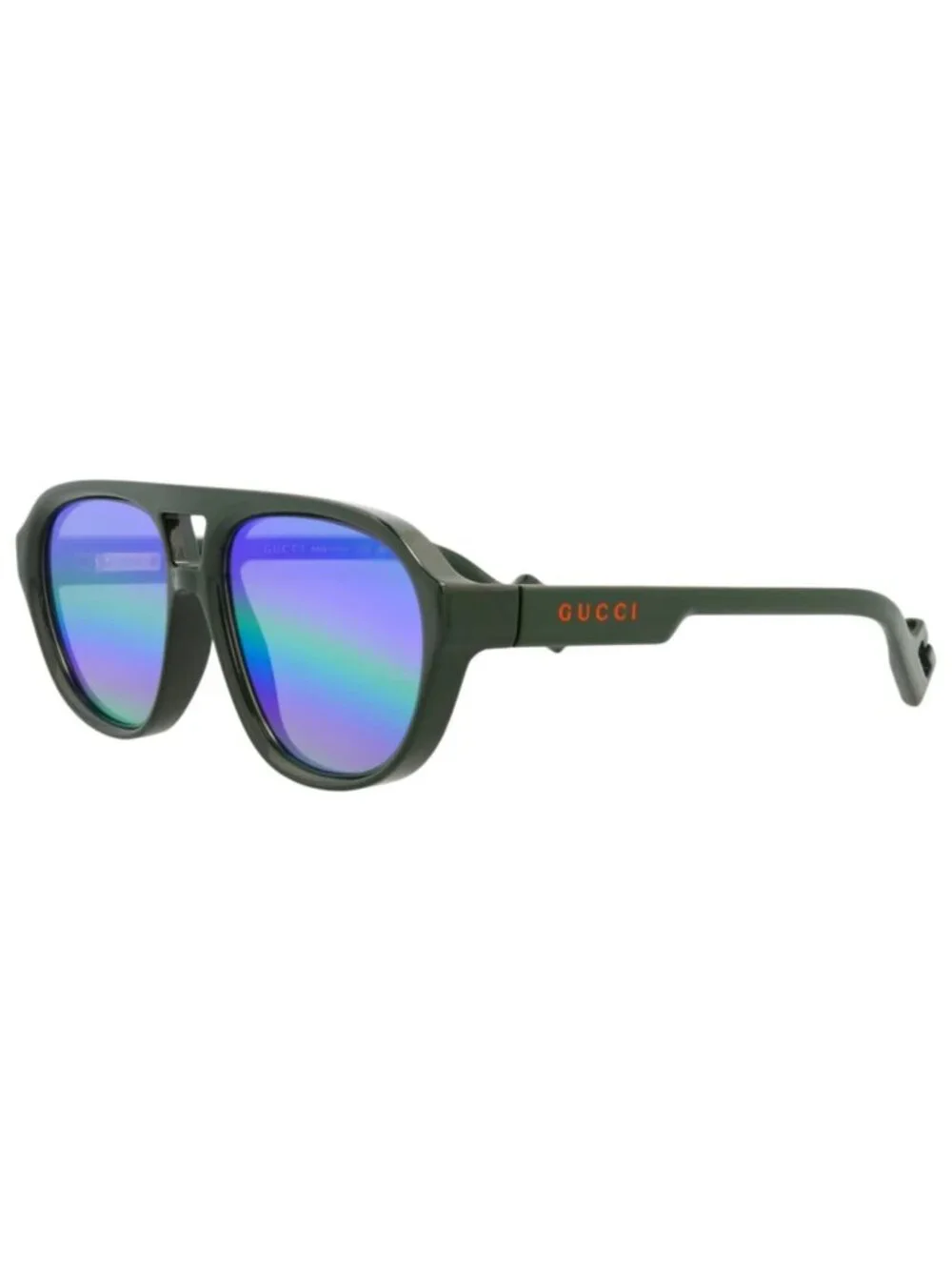 New Gucci Women's Sunglasses Aviator Injection Frame Mens Green Green Grey